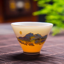 汉红茶杯主人杯单杯德化羊脂玉功夫茶具品茗杯家用白瓷喝茶杯陶瓷