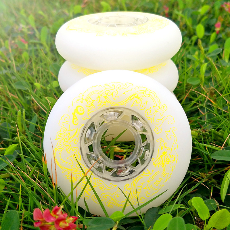 九轮轮滑鞋轮子刹车轮子旱冰鞋直排轮727680mm溜冰鞋刹停轮子