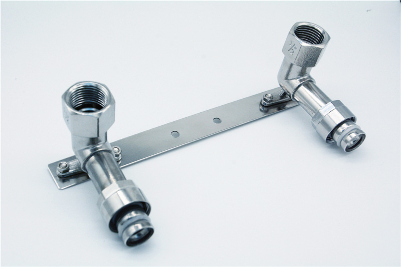 家家管不锈钢管道大4分6分管双联内牙弯头家庭学校双水龙头接口