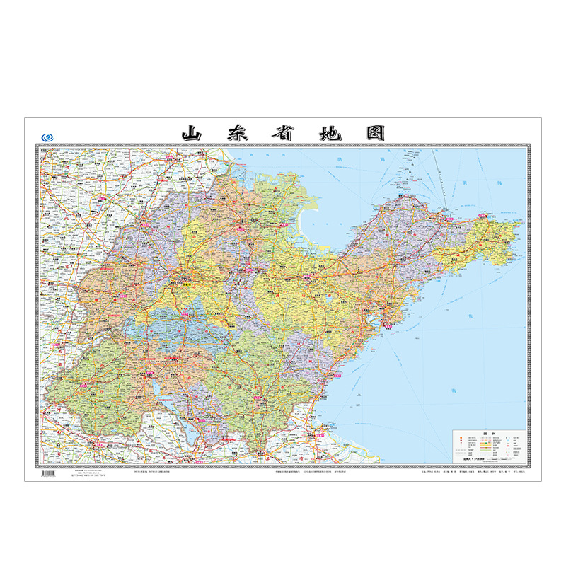 山东省地图2022年新版大尺寸106*76厘米墙贴防水高清交通旅游参考
