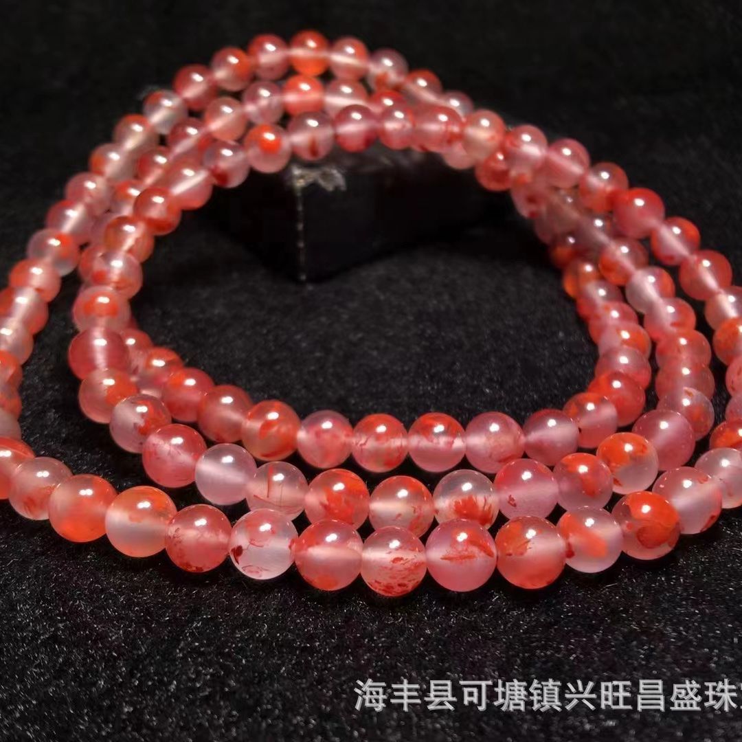 批发 天然川料南红特色冰飘飘花108佛珠项链手串diy饰品 南红手链