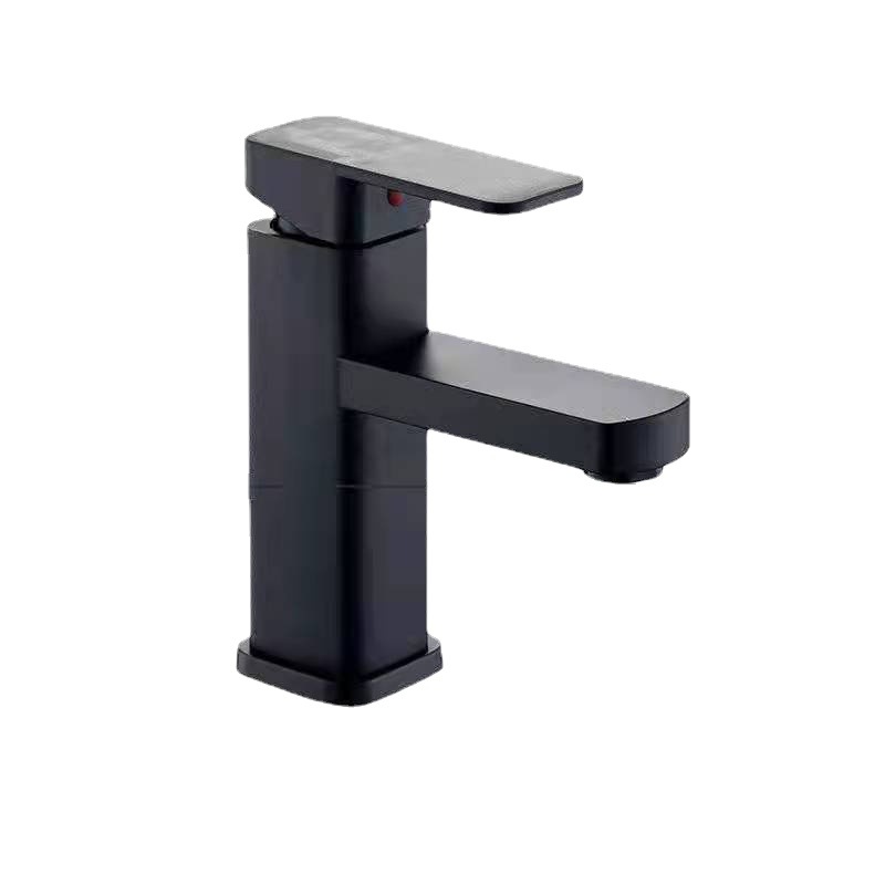 Square Basin Hot and Cold Faucet Bathroom Table Wash Wash Basin Bathroom Square Single Hole Stainless Steel Faucet Water Tap
