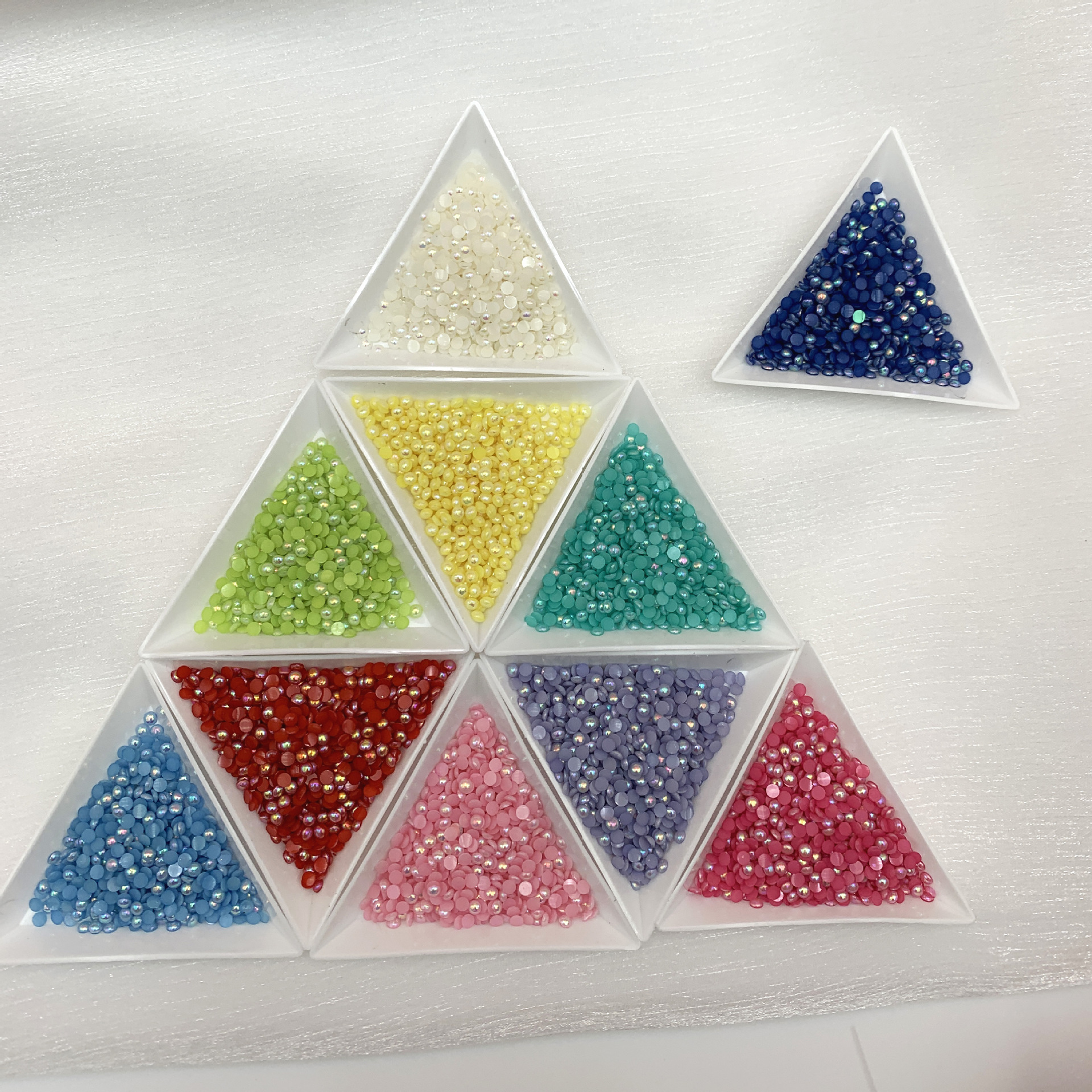 树脂幻彩珍珠 珍珠ab色  平底幻彩ab钻 树脂平底珍珠 半面珍珠