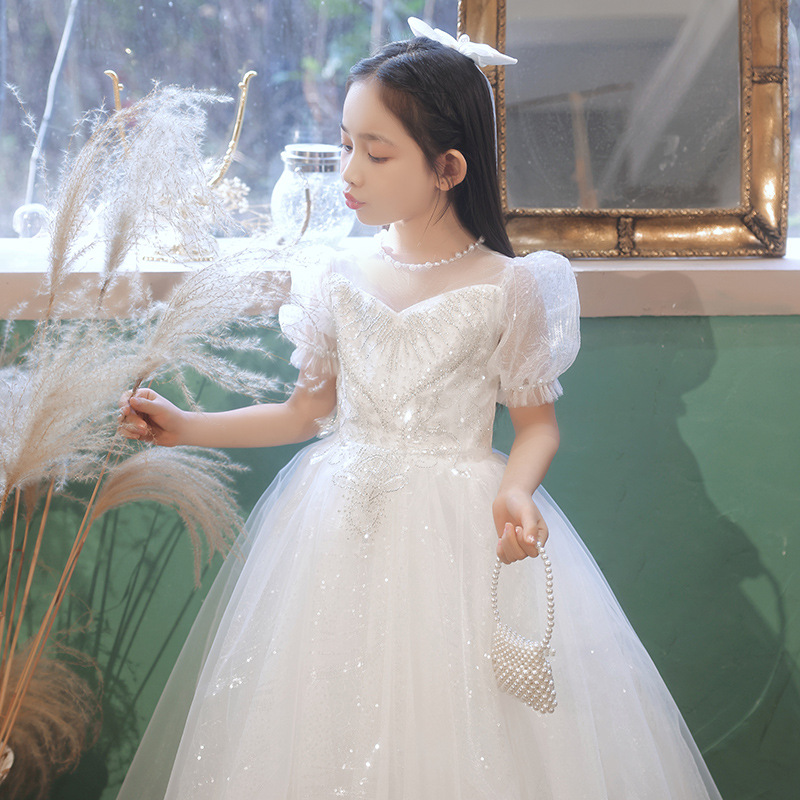 花童婚礼小女孩婚纱礼服儿童钢琴演奏服女童主持人生日公主裙