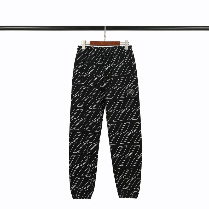 潮牌welldone长裤满印加绒宽松直筒收口棉裤子修身通勤束脚裤男女