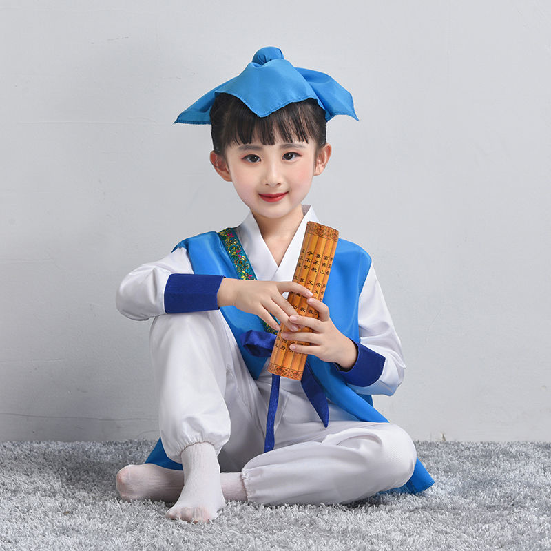 儿童古装小书童服装唐代汉代国学民族服装男童女童宋代书童表演服