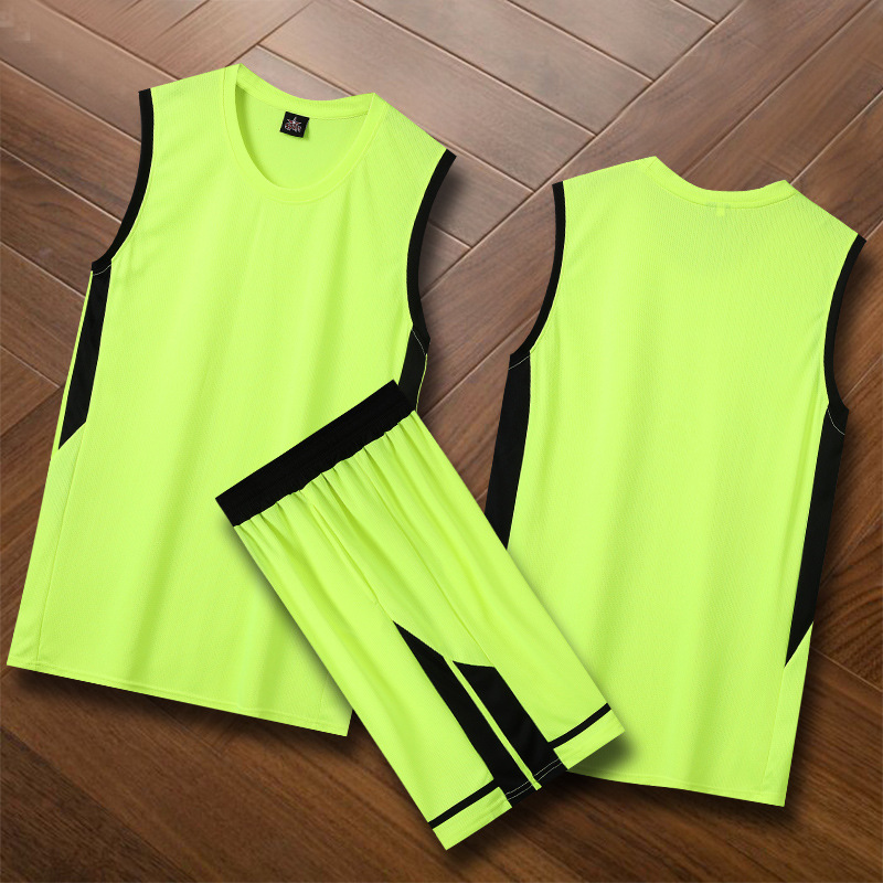 荧光绿儿童球衣篮球男孩5-10岁小学生比赛服运动训练服幼儿演出服