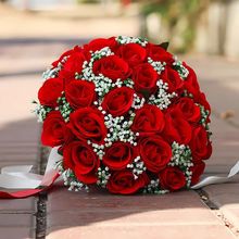 红色手捧花新娘结婚花束拍照领证红玫瑰出嫁婚礼高级拍照道具