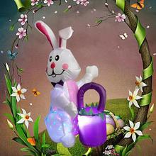复活节兔子气模1.1米充气可爱兔子旋转彩灯庭院装饰跨境亚马逊