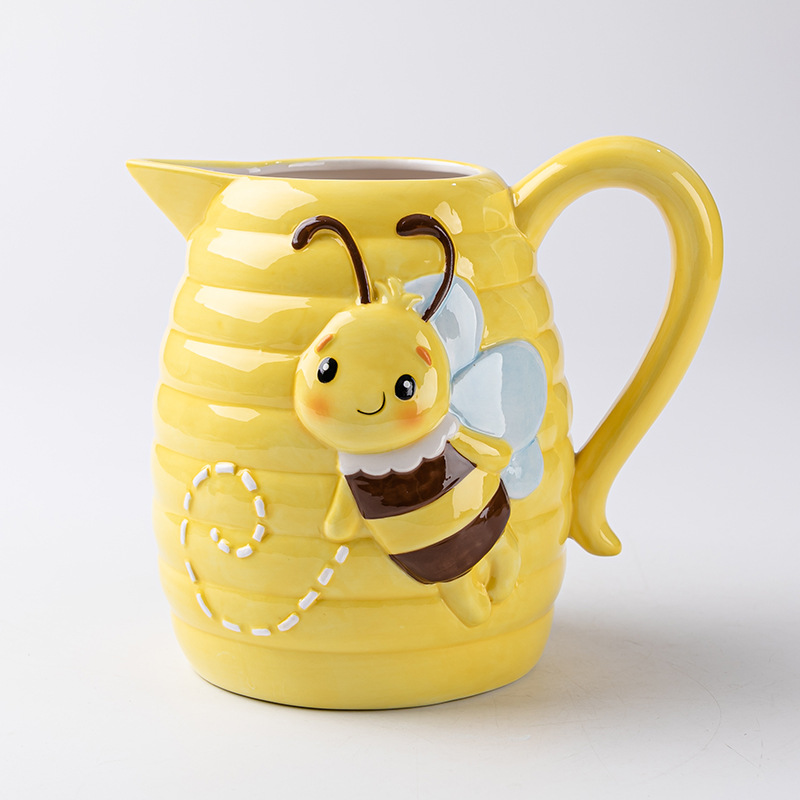 蜜蜂样式陶瓷饼干罐子昆虫蜜蜂造型食品罐子蜜蜂系列陶瓷厨房用品