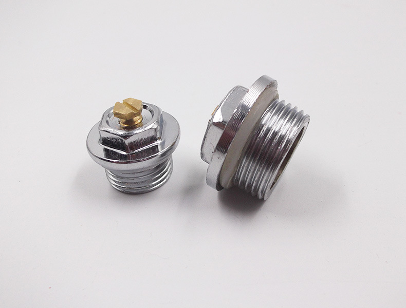 立勤 铁镀铬外丝堵头暖气片放气带垫外丝堵散热器外牙出气丝堵