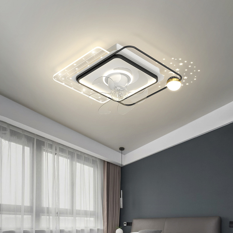 Bedroom Fan Lamp Shaking Head Modern Minimalist 2023 New Master Bedroom Dining Room and Study Room Fan Ceiling Light