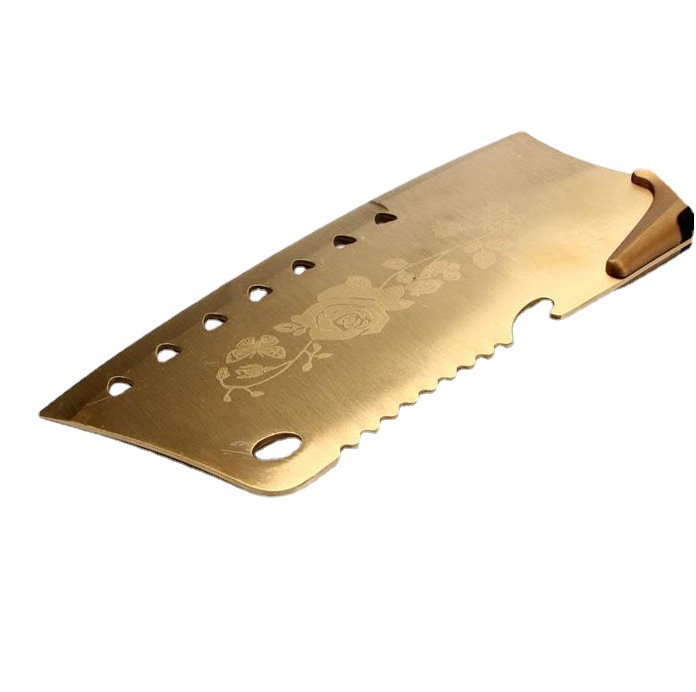 钛金刀具 家用厨具 百年蔷薇黄金刀 砍切两用不锈钢厨刀