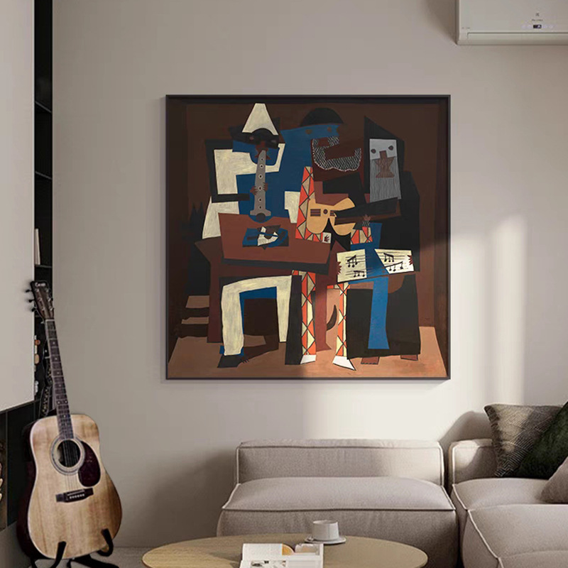 毕加索装饰画三个音乐家抽象人物酒吧餐厅客厅墙壁画钢琴书房挂画