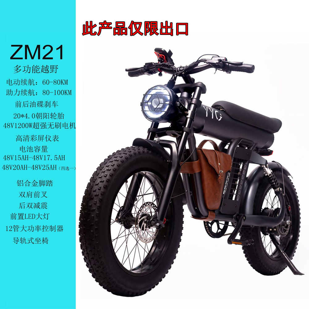 仿电摩电动自行车沙滩雪地车大功率两轮摩托车越野外贸海外仓发货