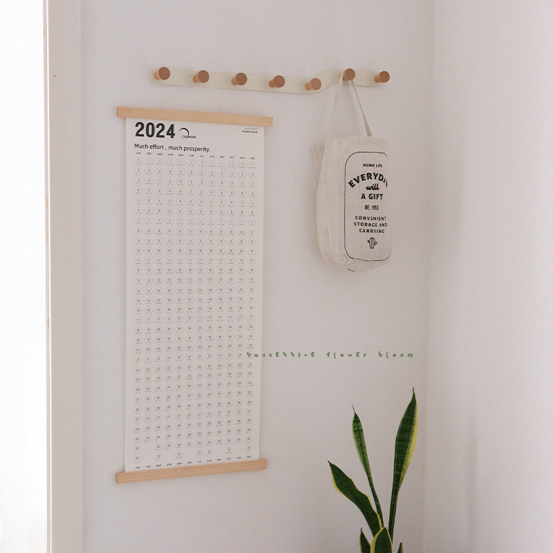 xiaohongshu popular wooden calendar 2024 ins style calendar self-discipline clock-in schedule calendar single wall hanging