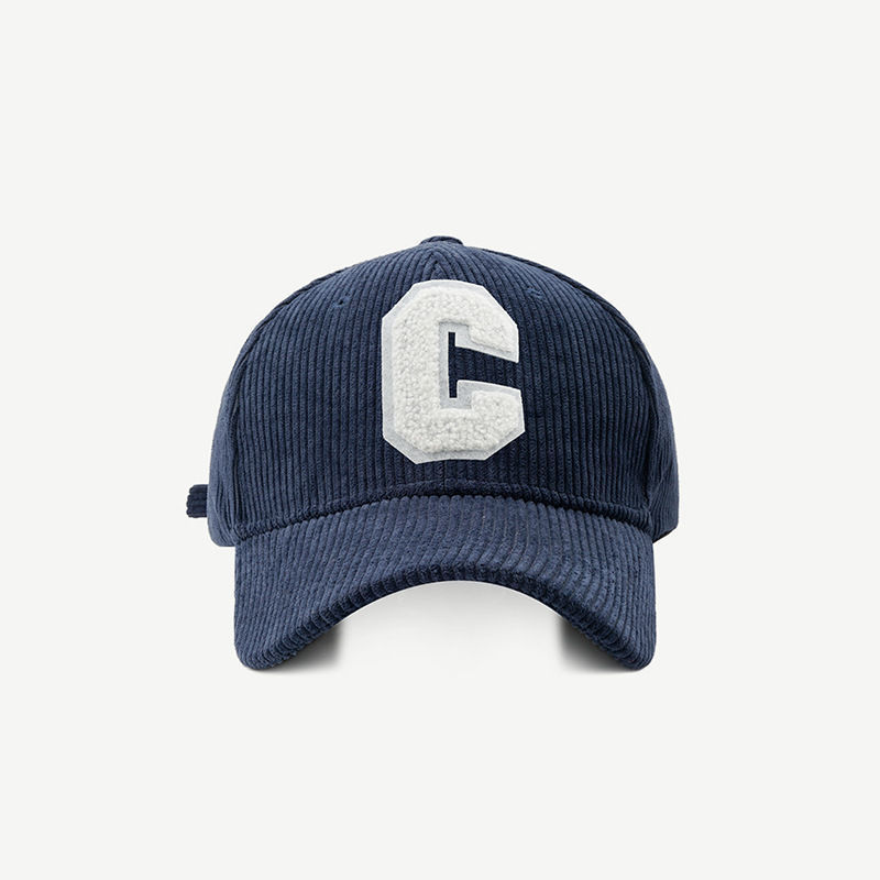 Baseball Cap for Women Autumn and Winter New Corduroy Sports C Letter Internet Celebrity Outdoor Same Style Men's Hard Top Peaked Cap