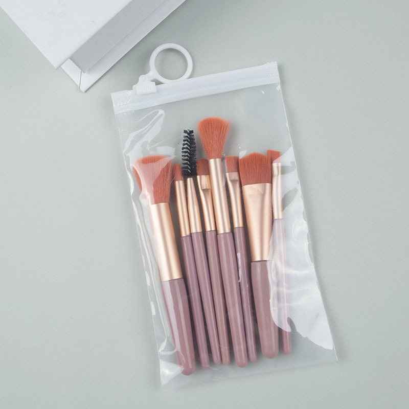 Cross-Border Mini Version Small 8 PCs Macaron Color Series Makeup Brushes Suit Portable Travel Kit Suit Soft Hair Eye Shadow Brush Pink