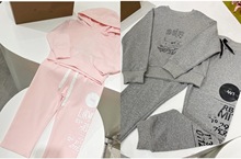 （准现货一周-10天）3264粉色套装(带帽卫衣+直筒长裤）+灰色套装