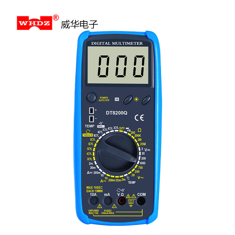 汽车万用表 DT8200Q 测试汽车的闭合角 点火角 转速 威华电子