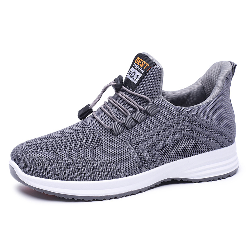 Walking Shoes Flying Woven Shoes One Pedal Shoes New Cloth Shoes Lightweight Breathable Spring and Autumn Leisure for Middle-Aged People Soft Bottom Shoes