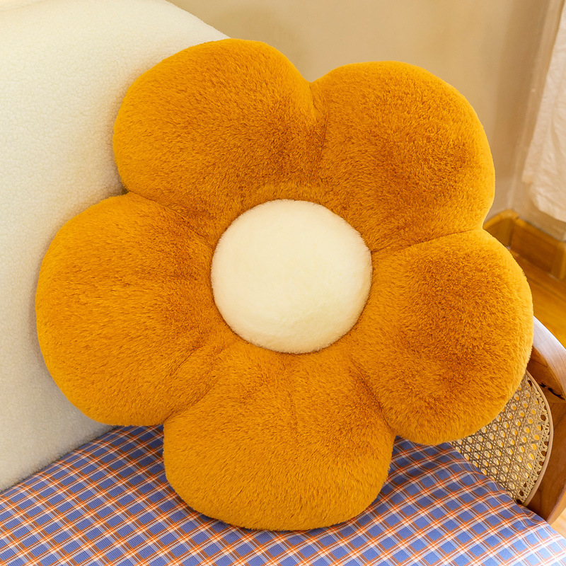 Wholesale Cross-Border Little Daisy Flower Cushion Flower Plush Pillow Seat Cushion Dehaired Angora Afternoon Nap Pillow Backrest Cushion