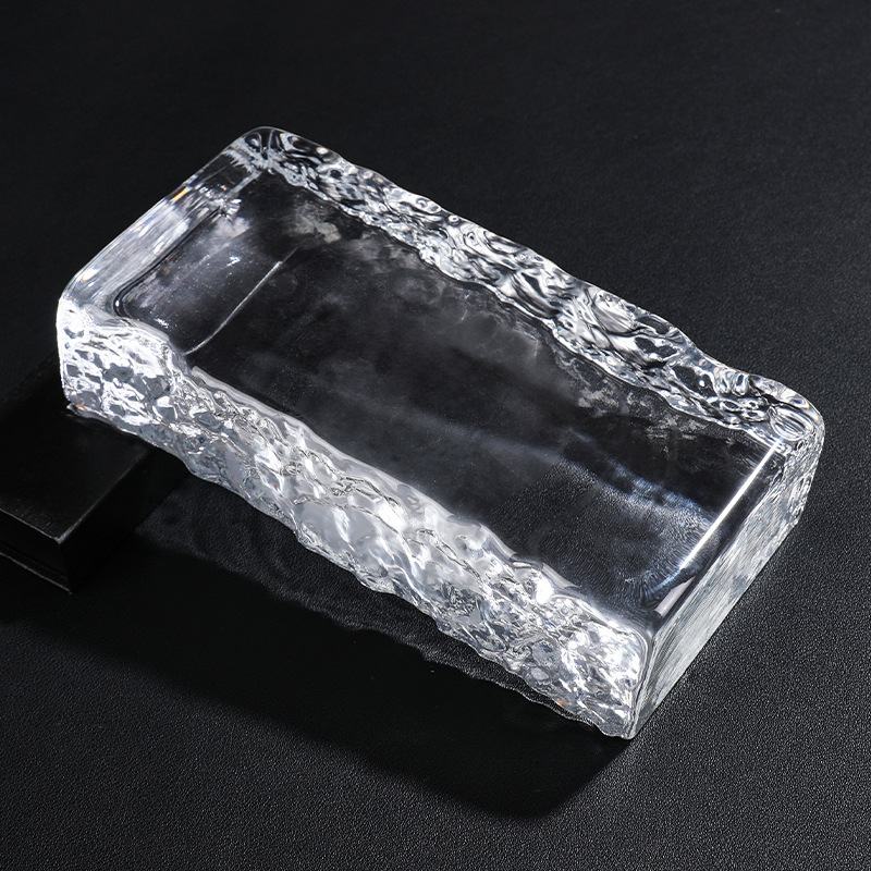 侧冰纹侧冰晶玻璃砖透明冰纹实心水晶砖隔断墙砖创意彩色幕墙屏风