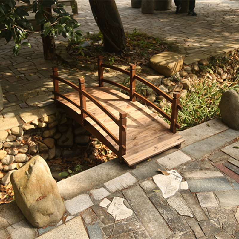 景观小木桥观景桥室内乡村花园木材仿古桥院子公园别墅弧形防腐木
