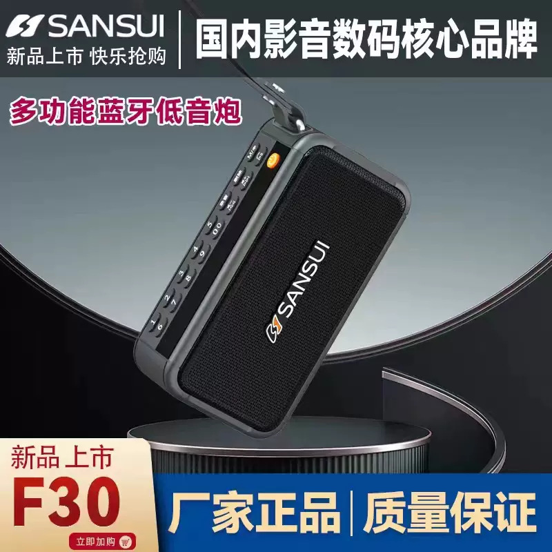 山水f30蓝牙音箱响fm调频收音机手提便携插卡低音炮大音量播放器