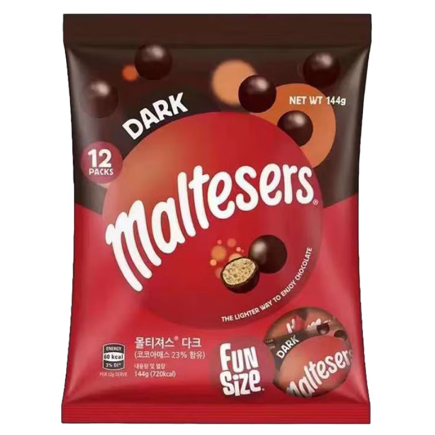 澳洲进麦提莎麦丽素牛奶夹心巧克力黑巧克力144g袋装 一箱12包