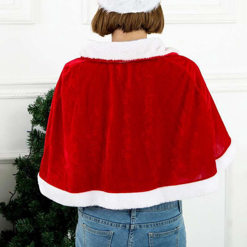 圣诞节服装成人圣诞披风斗篷儿童金丝绒圣诞披肩圣诞老人衣服