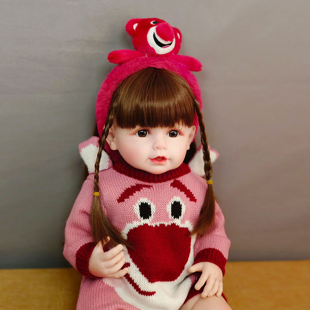 仿真婴儿重生娃娃洋娃娃可吃手搪胶生日礼物陪伴玩偶55厘米可洗澡