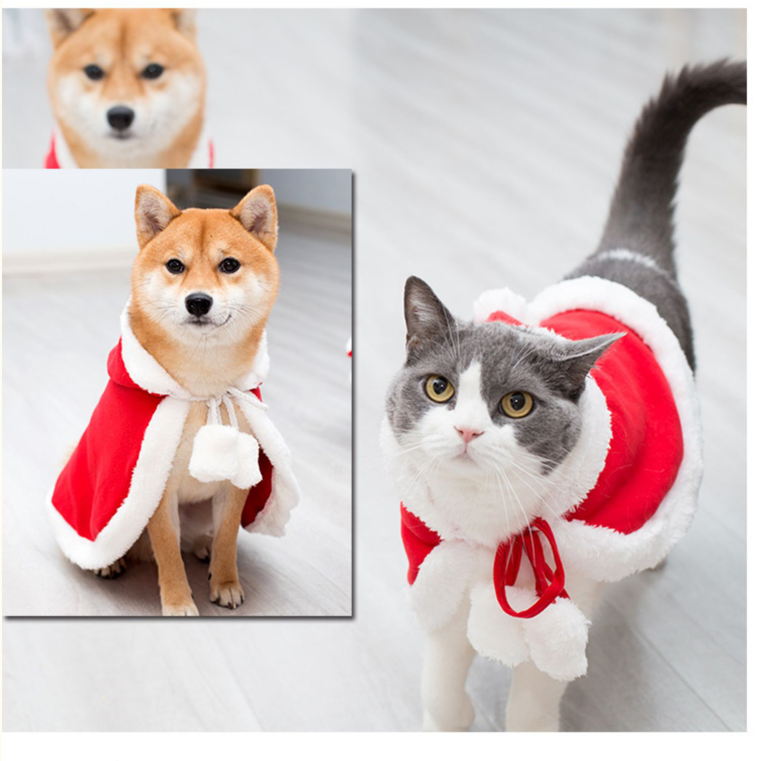 猫咪新年圣诞衣服小红帽斗篷披风宠物幼猫圣诞新年斗篷小狗狗帽子