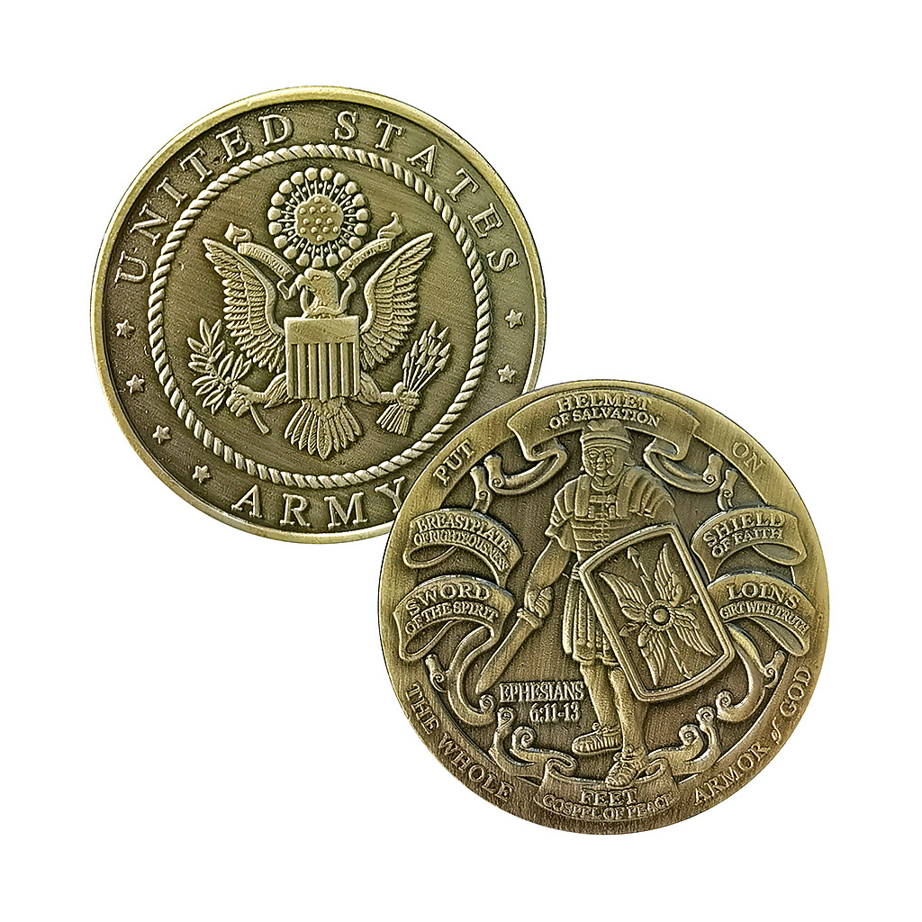 【神的铠甲】美国铠甲勇士幸运守护币 头盔盾牌持剑图案青铜硬币