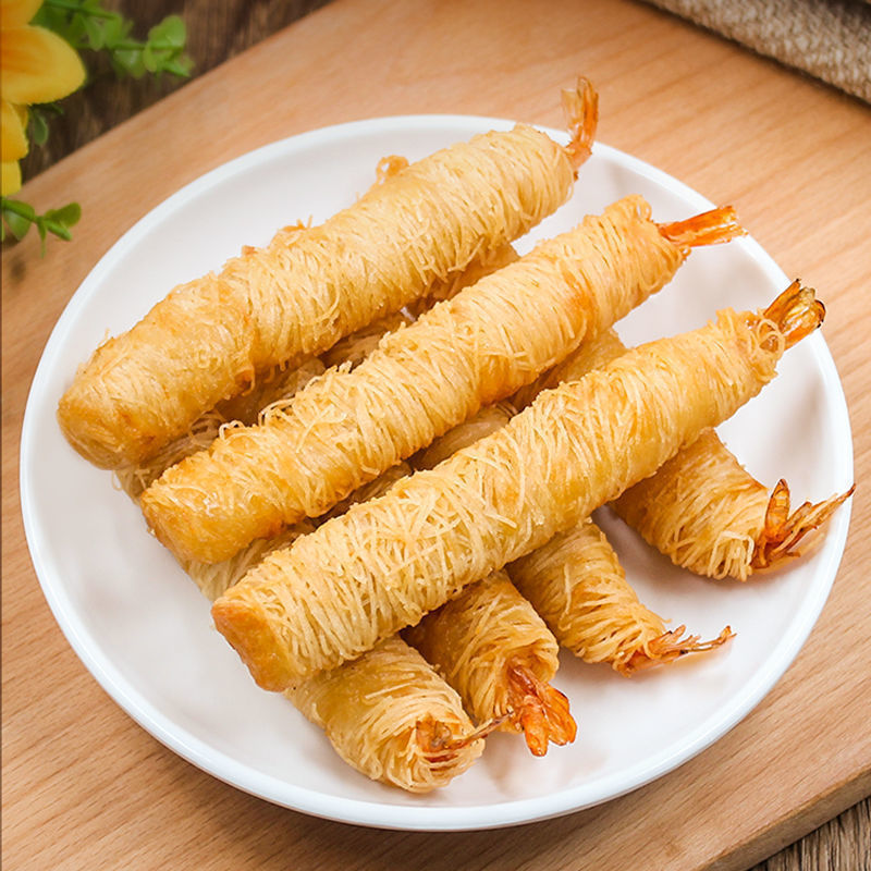 千丝万缕虾儿童黄金面线虾裹粉金丝虾半成品速冻油炸食品海鲜袋装