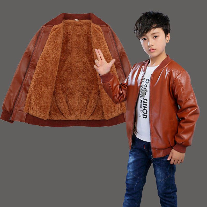 男童皮衣外套秋冬装2-15岁儿童皮夹克男孩童装上衣潮