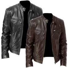 Men Leather Jacket Bomber Motorcycle Biker Jackets 男PU皮衣
