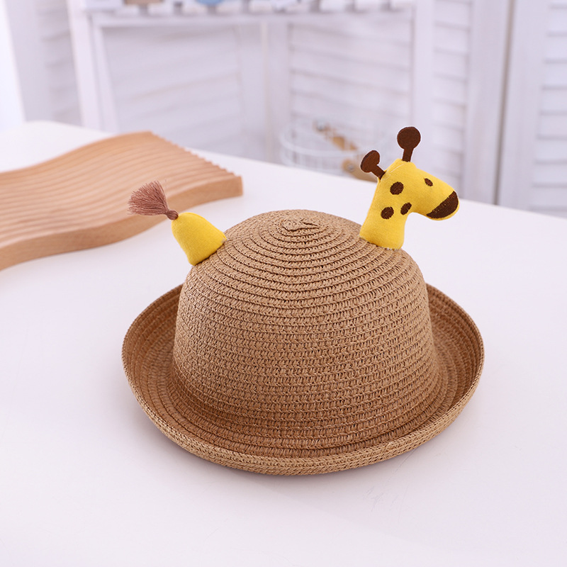 Straw Hat Children's Seaside Spring and Summer Sun-Proof Sun Straw Hat Curling Beach Sun Hat Summer Casual Korean Fashion