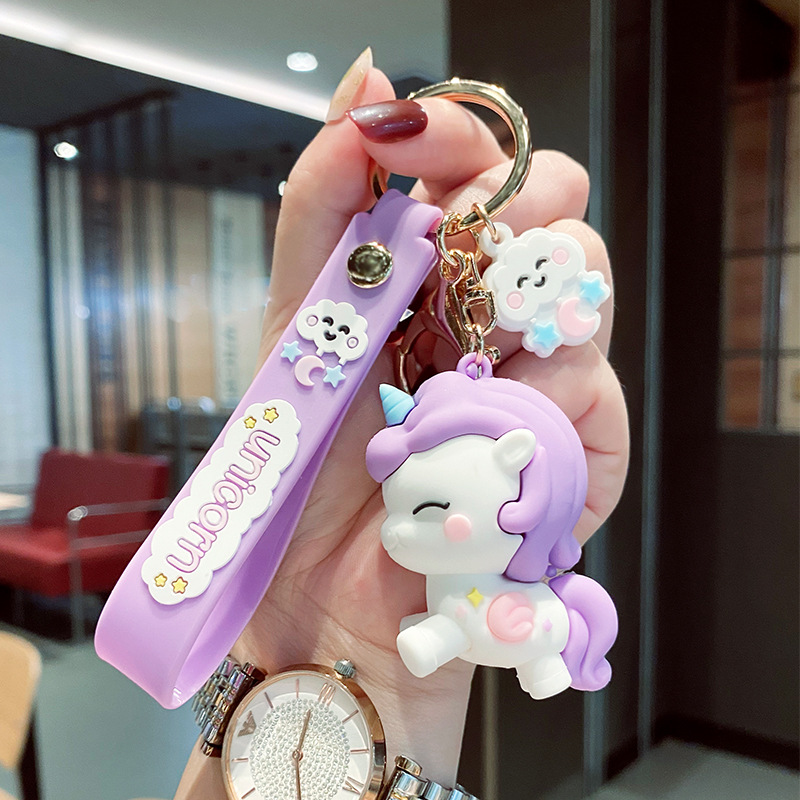 Creative Cartoon Soft Glue Doll Keychain Female Cute Unicorn Car Key Chain Bag Small Pendant Gift