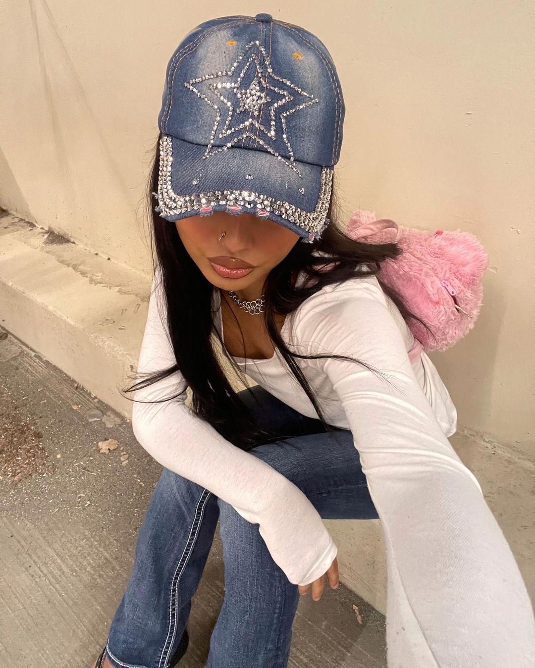 外贸欧美ins个性日系亚文化水钻星星镶钻棒球帽鸭舌帽女