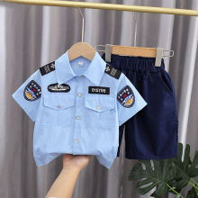 男童夏装套装2网红炸街表演服1岁男孩时髦短袖3儿童装4宝宝警察服