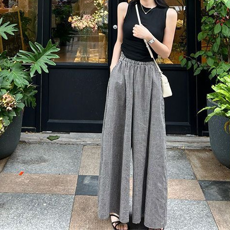 裙裤套装长款大摆裤裙无袖上衣两件套背心女夏季垂坠感潮炸街