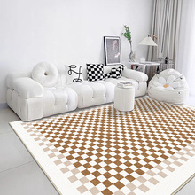 棋盘格圈绒地毯卧室客厅地垫子现代简约北欧ins风沙发茶几轻奢高
