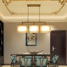 现代全铜灯新中式餐厅吊灯 三头长方形吧台创意个性 餐吊灯具批发