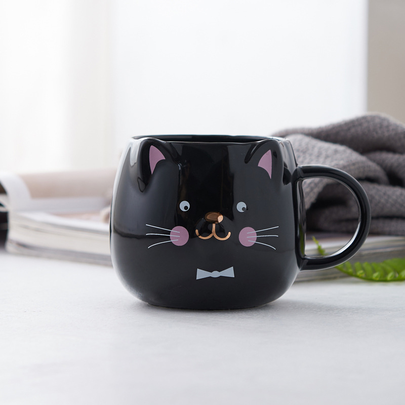 Good-looking Ceramic Cup Office Household Ceramic Mug Crown Cute Cat with Cover with Spoon Couple Water Cup