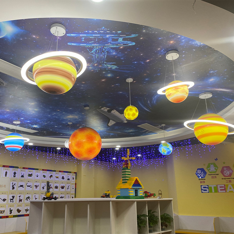 4s店空中吊饰商场店铺挂饰星空主题装饰天花板吊顶亚克力星球灯