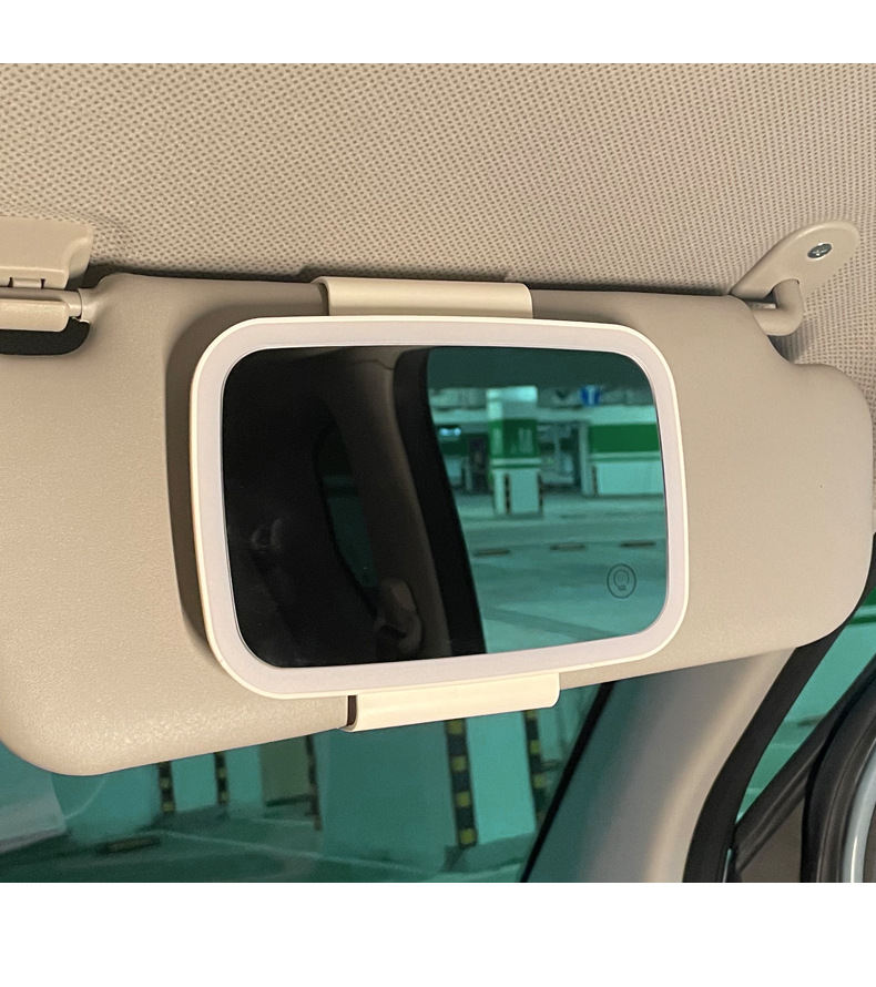 汽车遮阳板化妆镜梳妆镜子副驾驶遮光板led灯光车载内饰卡通可爱