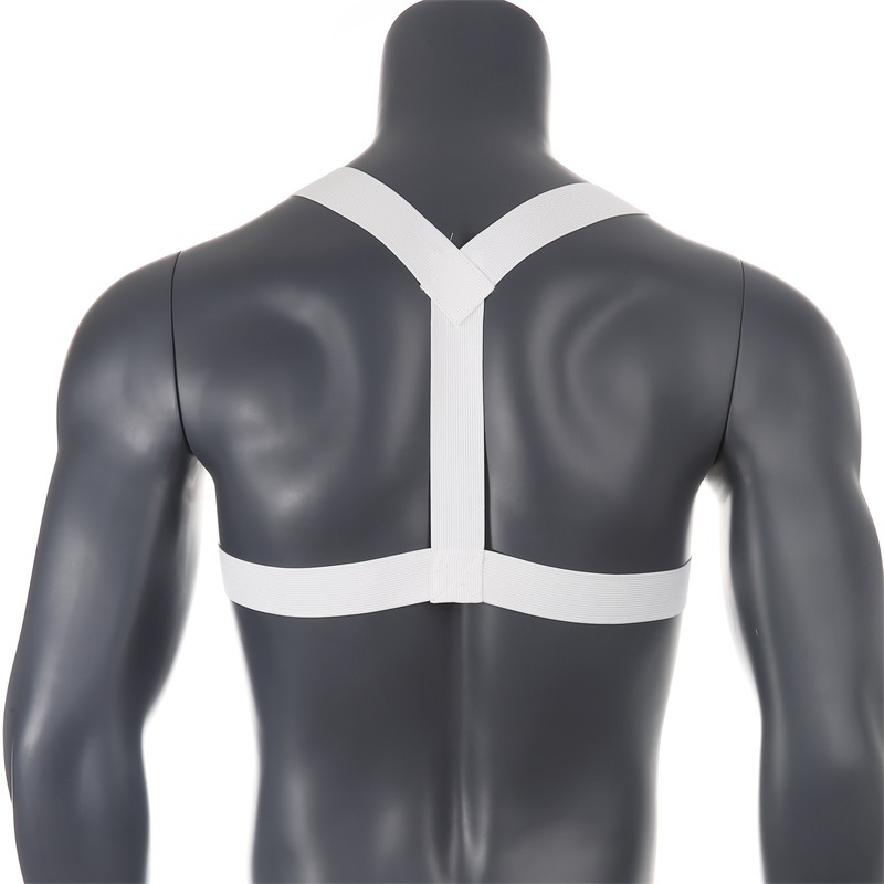 男士欧美潮男健身肩带情趣束缚带纯色胸带胸肌弹力派对背带现货