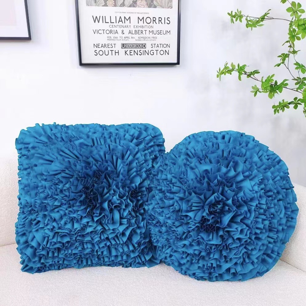 European Ins Style Handmade Pillow 3D Stereo Flower-Pattern Throw Pillow Solid Color Plate Flower Pillow Cover Pillow Sofa Cushion