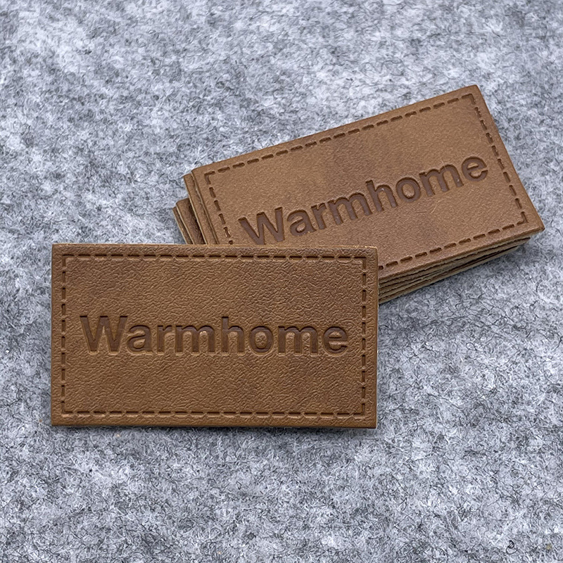 工厂定做皮革pu压印皮标 服装牛仔裤皮标定制 牛皮商标加工订做